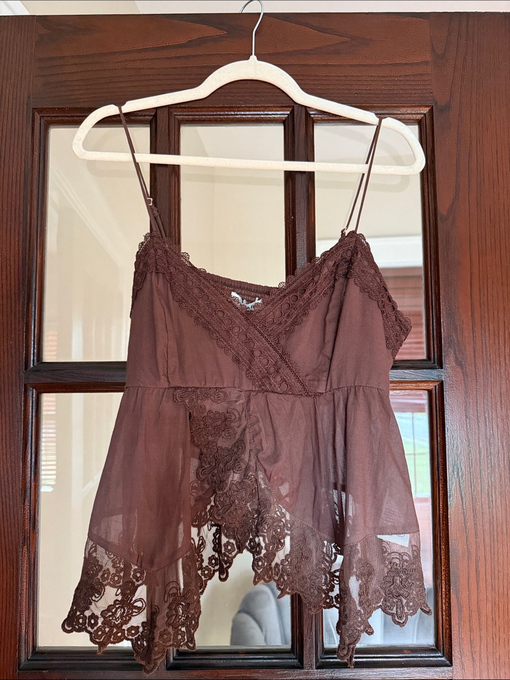 abercrombie & fitch Brown Lace-Trim Camisole